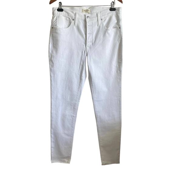Y2K Madewell Women Jeans‎ 31 White Skinny Button Fly Raw Hem Retro 90s Denim NEW - Picture 1 of 12